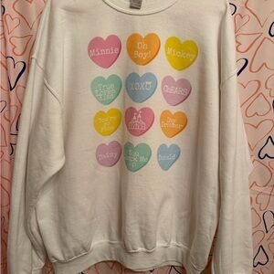 Valentine’s Day Disney Themed White Heart Print Women's Sweatshirt